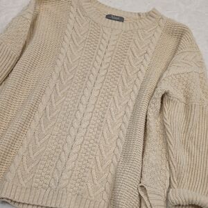Natural Reflections Beige Cable Knit Sweater